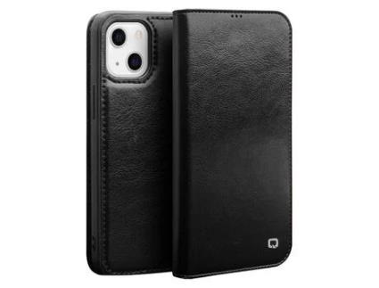 Capa de couro genuíno QIALINO com suporte preto para iPhone 13 6.1