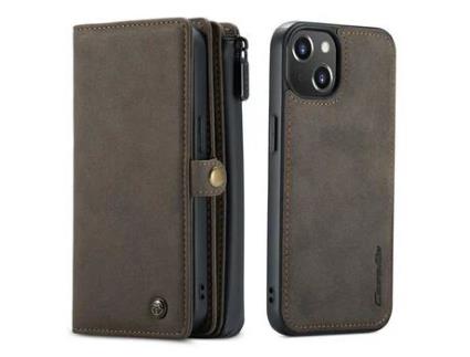 Capa PU + TPU CASEME 2 em 1 superfície fosca multi-slot removível marrom para iPhone 13 6.1