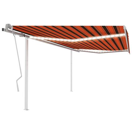 vidaXL Toldo retrátil manual com luzes LED 4x3,5 m laranja e castanho
