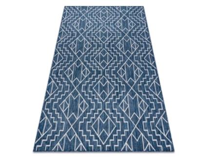 Tapete Sizal Sion Geométrico, Diamantes 21778 Tecido Plano Azul Escuro / Ecru (180 x 270 cm)