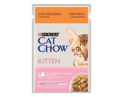 Comida Húmida Para Gato Cat Chow Kitten Com Perú E Courgete 0.85g