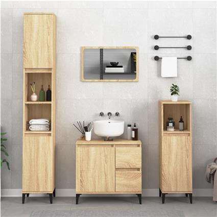 vidaXL Armário WC 30x30x100 cm derivados de madeira carvalho sonoma