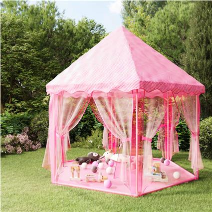 vidaXL Tenda de brincar princesas c/ 250 bolas 133x140 cm rosa