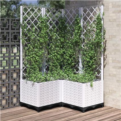 vidaXL Vaso/floreira de jardim c/ treliça 80x80x136 cm PP branco