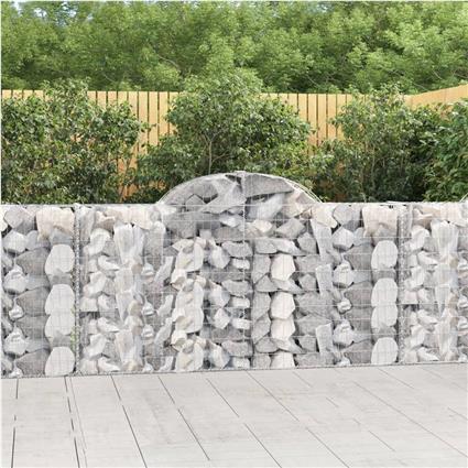 vidaXL Cestos gabião arqueados 5pcs 200x30x100/120cm ferro galvanizado