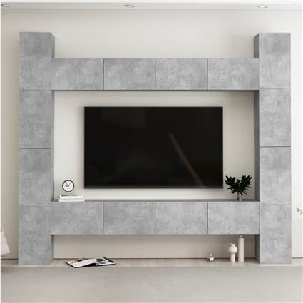 vidaXL Conjunto móveis de TV 8 pcs madeira processada cinzento cimento
