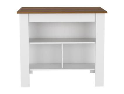 Ilha de Cozinha TUHOME Cala (Branco/Caramelo - MDF - 90 x 103 x 70 cm)