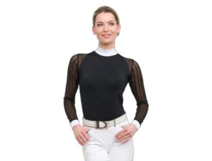 Polo de Manga Comprida para Mulher de Equitação CAVALLIERA (2XL - Preto)