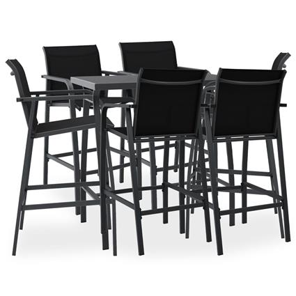 vidaXL 7 pcs conjunto de bar para jardim preto