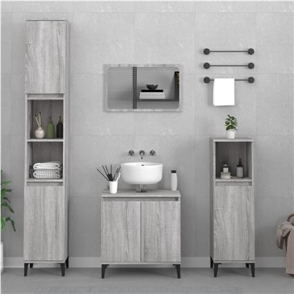 vidaXL 3 pcs Conjunto móveis casa de banho madeira proc. cinza sonoma