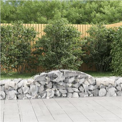 vidaXL Cestos gabião arqueados 17pcs 300x50x40/60 cm ferro galvanizado