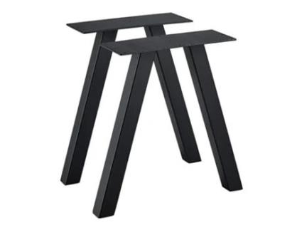 Juego de 2 patas de banco Mariager acero 42 x 30 cm negro mate [en.casa]