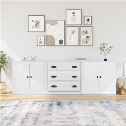 vidaXL Aparadores 3 pcs madeira processada branco