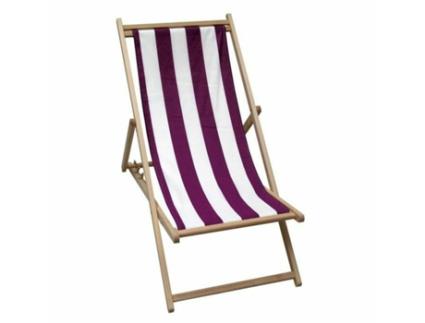 Ligstoel Jardin Prive Chilean Rojo/Blanco lona Riscas Vermelho madeira de faia Branco (106 x 55 x 95 cm)