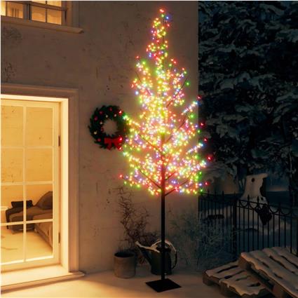 vidaXL Árvore de Natal 600 LEDs flor cerejeira luz colorida 300 cm
