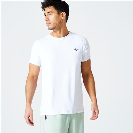 T-shirt Respirável de Fitness Decote Redondo Essentiel Homem Branco