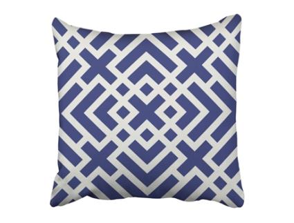 Fronha de Almofada ECZJNT simples porcelana azul índigo branco Geo Lines (45x45 cm)