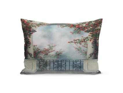 Fronha de Almofada ECZJNT Castelo Fantasia Arco Varanda Colorida Rose Vines 3D (50x75 cm)