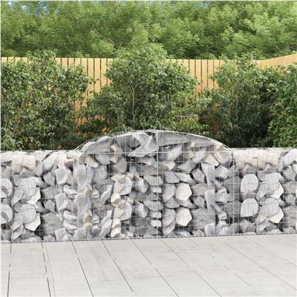vidaXL Cestos gabião arqueados 12pcs 300x50x80/100cm ferro galvanizado