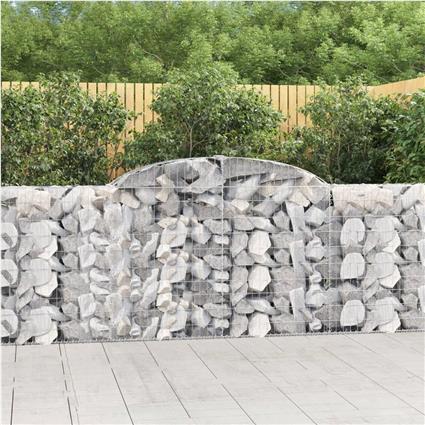 vidaXL Cestos gabião arqueados 17pcs 300x30x100/120 ferro galvanizado