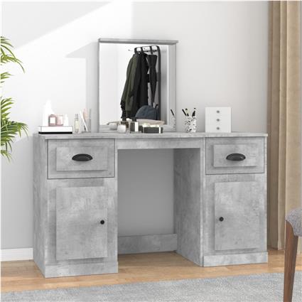 vidaXL Toucador com espelho 130x50x132,5 cm cinzento cimento