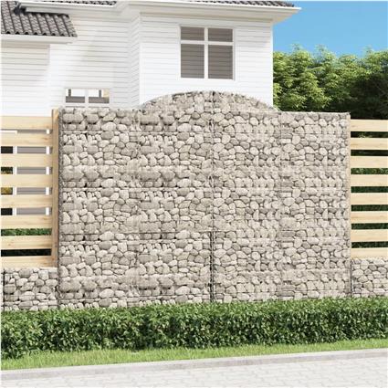 vidaXL Cestos gabião arqueados 3pcs 300x30x220/240cm ferro galvanizado