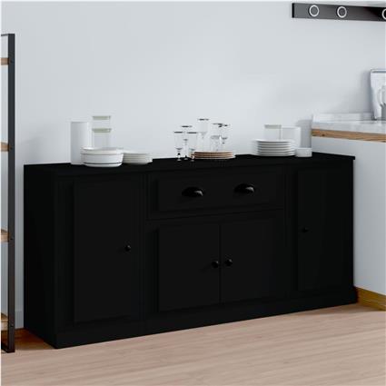 vidaXL Aparadores 3 pcs derivados de madeira preto