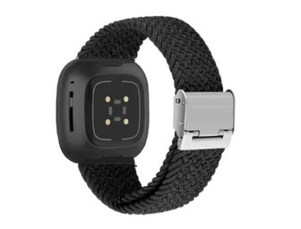 Bracelete Pulseira Entrançada Flexível para Fitbit by Google Versa Lite Preto