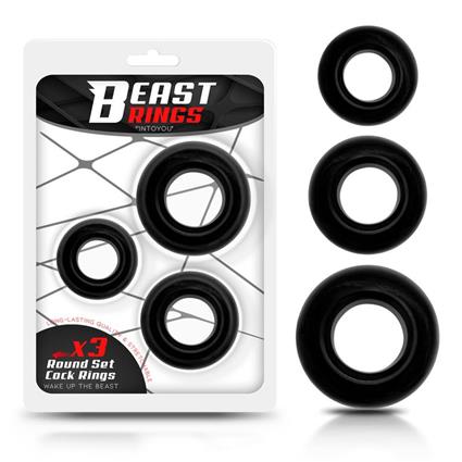 CONJUNTO DE 3 ANÉIS DE PÊNIS FLEXÍVEIS PRETOS