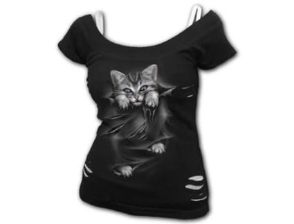 T-shirt Bright Eyes  SPIRAL (L - Algod?o - Preto)