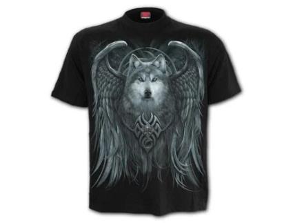 T-shirt Wolf Spirit  SPIRAL (L - Algod?o - Preto)