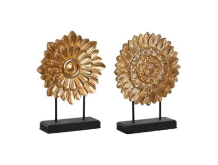 Figura Decorativa DKD HOME DECOR 25 x 8 x 34 cm Dourado Moderno Círculos