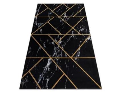 Tapete DYWANY LUSZCZOW Emerald Exclusivo 2000 Glamour, À Moda Geométrico, Mármore Preto / Ouro