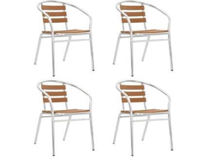 Conjunto 4 Cadeiras de Jardim  Prateado (Metal)