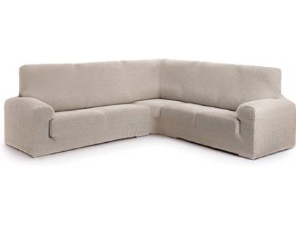 Capa para Sofá de Canto JM TEXTIL Spongy (Tecido Adaptável - Até 450 cm - Bege)