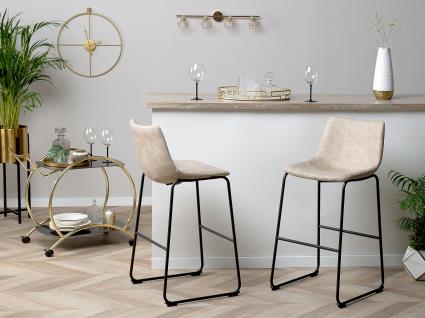 Conjunto de 2 bancos de bar em tecido creme FRANKS