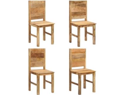 Conjunto 4 Cadeiras de Refeição  246711 Madeira de Mangueira Maciça