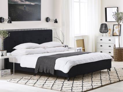 Cama estofada em tecido preto 140 x 200 cm AMBASSADOR