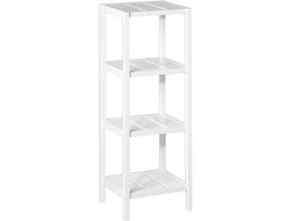 Armário de WC  4 Prateleiras (Branco - 37x33x110 cm - Madeira)
