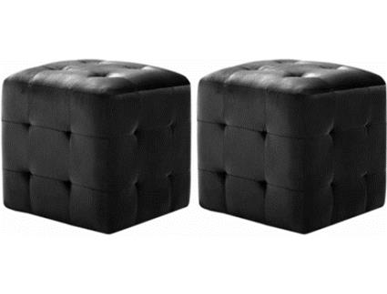 2 Pufes  30x30x30 cm veludo preto