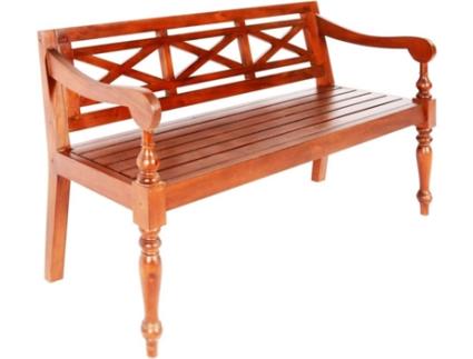 Banco  Batávia 136 cm madeira maciça mogno castanho escuro
