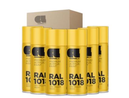 6 X Spray Acrílico Brilhante Premium Ral Cosmos Lac 400 Ml (Ral 1018 Amarelo Zinco)