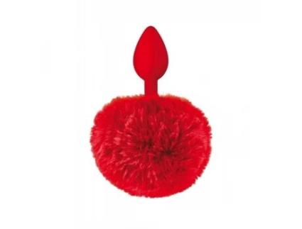 Plug Anal de Silicone SWEET CARESS com Cauda de Coelhinho Vermelho