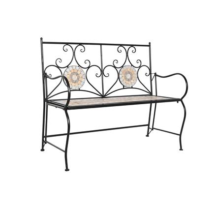 Banco DKD Home Decor 111 x 54 x 88 cm Cerâmica Mosaico Preto Metal Multicolor