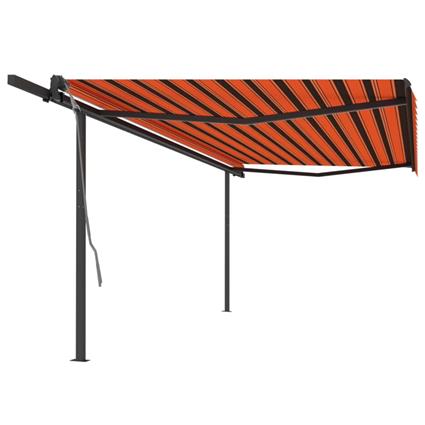 vidaXL Toldo retrátil automático com postes 5x3 m laranja e castanho