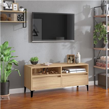 vidaXL Móvel p/ TV 100x34,5x44,5 cm derivados madeira carvalho sonoma