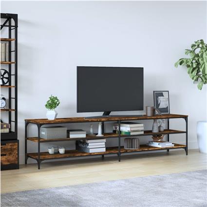 vidaXL Móvel p/ TV 200x30x50cm derivados madeira/metal carvalho fumado