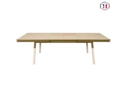 Mesa de Refeição Retangular MON PETIT MEUBLE FRANÇAIS com 2 Extensões (Verde Lancieux - Madeira - 200 x 76 x 100 cm)