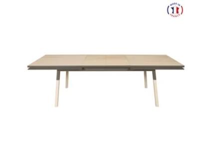 Mesa de Refeição Retangular MON PETIT MEUBLE FRANÇAIS com 2 Extensões (Cinzento Moscada - Madeira - 220 x 76 x 120 cm)