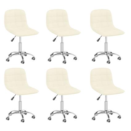 vidaXL Cadeiras de jantar giratórias 6 pcs tecido cor creme